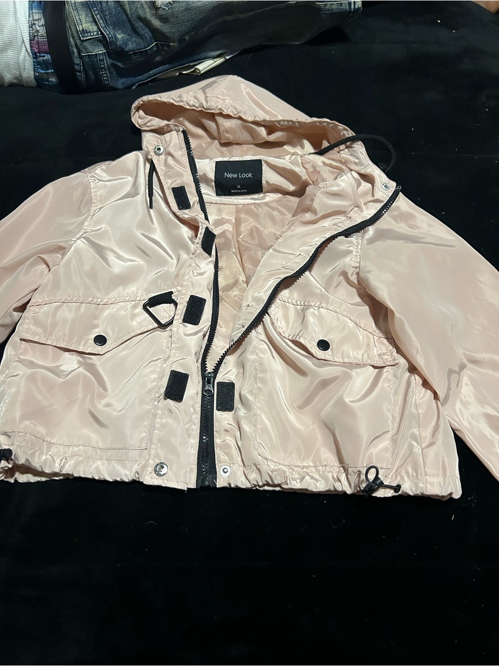 New Look Light Pink Hooded Cropped Bomber Jacket